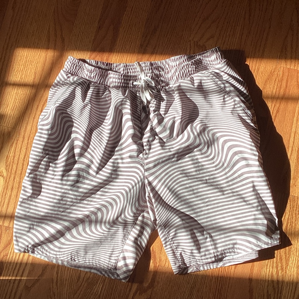 Men's Gray Striped Athletic Shorts